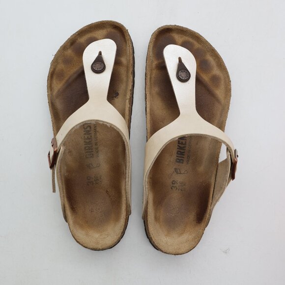 Birkenstock Gizeh Women's Size EU 39 US 8 Flip Flop Sandals Silver Birko-Flor - Picture 7 of 9